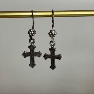 Sterling silver cross earrings
